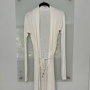 Just Cavalli Ivory Long Sleeve Hi Low Cardigan Sweater Tie Waist XS S